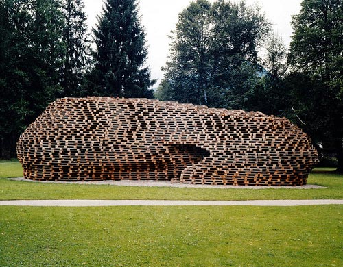 cave made from wooden pallets