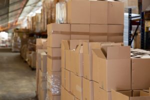 Storage boxes in a 3PL fulfilment centre in Birmingham