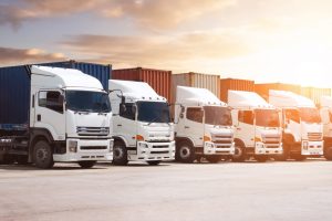 Fleet of HGV lorries and semi-trucks operating from Magna Park Lutterworth for nationwide logistics and fulfilment.