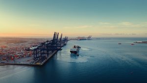 side image of Felixstowe Port in Suffolk showing 3PL, pallet storage and SCM logistics