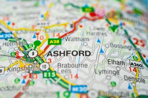 Map of Ashford showing fulfilment routes for e-commerce distribution. 