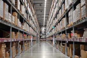 Warehouse in Shrewsbury with racked pallet storage. 