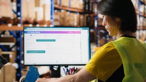 Order coming into computer into warehouse from ecommerce sites for fulfilment. 