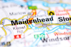 Maidenhead on a map showing fulfilment routes and nearby demand centres. 