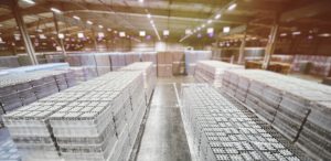 Lots of pallets inside a BRC food grade warehouse. 
