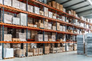 Racked pallet storage inside warehouse in Doncaster. 