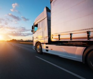 HGV moving pallets on motorway for haulage across the UK. 