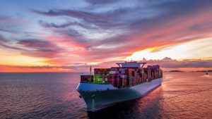 Chinese freight forwarder entering the UK for an ecommerce business on a cargo ship.