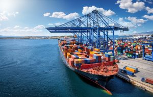 Ships being unloaded by cranes showing delays at ports.
