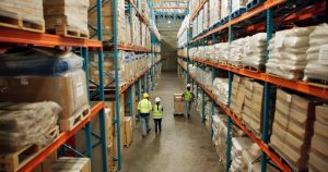 Warehousing in Farnborough with racked pallet storage.