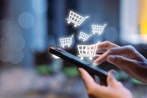 Common shop integrations jumping out of a phone.