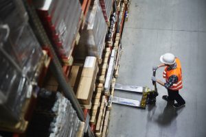 3PL worker moving pallet for fulfilment and distribution across Kent from Tunbridge Wells.
