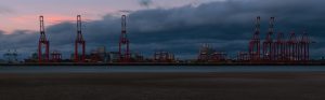 Panoramic shot of the Liverpool2 port terminal for logistics and warehousing.
