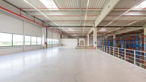 Empty mezzanine floor space for pallet storage in Bloxwich.