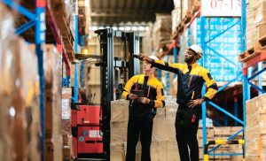 Warehouse workers picking pallets in Clacton-on-Sea.