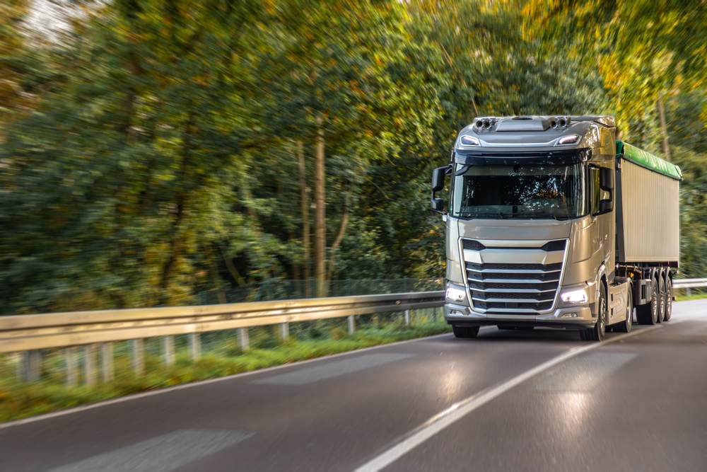 HGV moving goods for order fulfilment around Altrincham in Greater Manchester. 